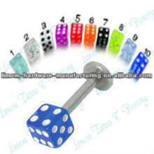316L surgical steel Labet with Acrylic Dice Labret Monroe Lip Jewelry Dice Lip Piercing Studs